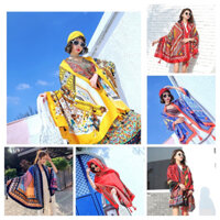 Khăn choàng thổ cẩm đi biển, phối bikini