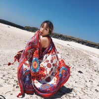 Khăn choàng thổ cẩm đi biển  Khăn choàng boho - Mã VS008