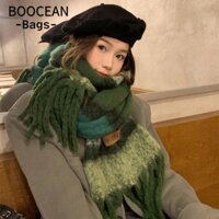 Khăn choàng tua rua mùa đông BOOCEAN, Khăn Mohair ấm áp, Khăn quàng cổ đa năng bằng sợi Acrylic
