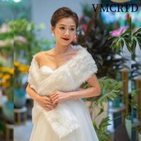 Khăn choàng VMCRTD, Khăn choàng lông giả cổ điển giữ ấm, Áo choàng mùa đông mềm mại không tay thời trang cho bữa tiệc tối cô dâu chơi đám cưới