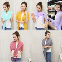 Khăn choàng voan dài tay màu đỏ trắng xanh lục vàng tím cam xanh