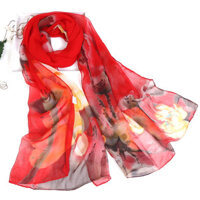 Khăn choàng voan lụa công sở, khăn choàng cổ nữ, Khăn choàng đi biển hoa sen cực đẹp - K-269