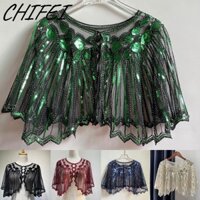 Khăn choàng voan voan cưới cổ điển dành cho nữ Sequin trang trí
