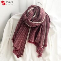 Khăn choàng xếp ly sọc TOBIE, Khăn choàng Cashmere mùa đông dày dặn chống gió, Đơn giản thường ngày giữ ấm cho nam Khăn quàng cổ Unisex