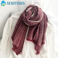 Khăn choàng xếp ly sọc LUNAEDGE, Khăn choàng Cashmere mùa đông bằng vải lanh Cotton chống gió, Khăn quàng cổ nam mềm mại thời trang Unisex