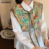 Khăn COFORDOS, Khăn quàng vai hoa có thể tháo rời, Áo sơ mi cổ điển thêu thời trang cổ điển cổ giả dành cho nữ