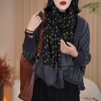 Khăn Cotton Một Mảnh Nữ Dân Tộc Khăn Choàng Retro Nghệ Thuật Chống Nắng Khăn Lụa Khăn Dài Ấm Khăn