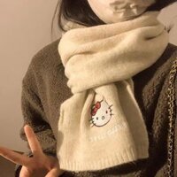 Khăn dệt kim hellokitty dễ thương Nhật Bản Khăn quàng cổ dày dặn mùa đông