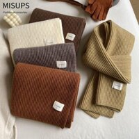 Khăn dệt kim nữ MISUPS, Khăn quàng cổ giữ nhiệt dày màu trơn, Khăn quàng cổ mềm chống gió