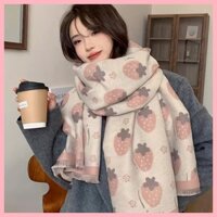 Khăn Găng Tay Quà Tặng Phiên Bản Hàn Quốc Khăn Choàng Nữ Mùa Đông Phù Hợp Với Dâu Ấm Khăn Choàng Kép Sử Dụng Dễ Thương In Hình Giả Cashmere Dày