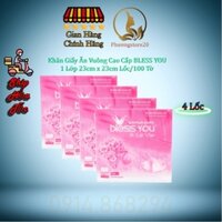 Khăn Giấy Ăn Cao Cấp BLESS YOU 23cm x 23cm, 1 Lốc 100 Tờ (Combo 4 Lốc)