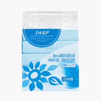 Khăn giấy ăn Nhật Bản, khăn ăn, giấy lau miệng dai mịn 2 lớp Ellemoi 200 tờx5 gói - Hachi Hachi Japan Shop