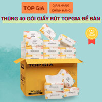 (KHĂN GIẤY BẢN TO) Combo thùng 40 gói khăn giấy đa sắc TopGia, giấy ăn dập vân 4D, 4 lớp giấy.