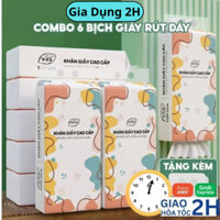 Khăn giấy cao cấp TopGia Đa Sắc 6 bịch, giấy rút treo tường 1280 tờ 4 lớp bằng bột gỗ nguyên sinh -2H9