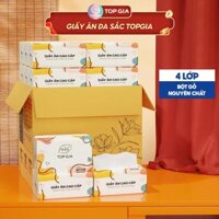 Khăn giấy đa sắc TopGia, giấy ăn dập vân 4D thùng 20/40 gói, 4 lớp