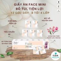 Khăn giấy Face cao cấp mini tiện lợi mùi thơm nhẹ 8 miếng 4 lớp (12 gói) .