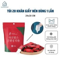 Khăn giấy nén hình viên kẹo dùng một lần tiện dụng khi đi du lịch, Khăn lau mặt Hàn Quốc nhỏ gọn đa năng - Chính hãng MINIIN  - túi 20 cái