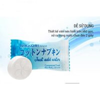 Khăn giấy nén Nikkori Nhật Bản hộp 100 viên dạng kẹo