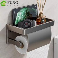 Khăn giấy phòng tắm FUNG Tự, Khay lưu trữ điện thoại Thiết kế vách ngăn Giá đỡ giấy vệ sinh, Tiết kiệm không gian bền bỉ Khăn lau cuộn giấy 2 trong 1 treo tường chống thấm nước