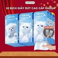 Khăn giấy rút Top Gia 10 bịch TopGia, giấy vệ sinh treo tường 1000 tờ 4 lớp tặng 3 móc treo Gia Gia
