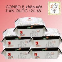 Khăn giấy ướt hàn quốc choice lotte dùng cho mẹ và bé hương trà xanh ,yến mạch 120 tờ - COMBO 5 gói