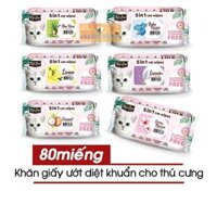 Khăn Giấy Ướt Kitcat Cho Mèo - Lau Nhanh Diệt Khuẩn Tiện Lợi - Gói 80 Miếng