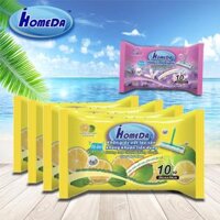 Khăn giấy ướt lau sàn kháng khuẩn tiện dụng hương cam chanh iHomeDa (10 miếng)