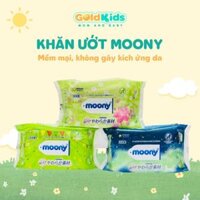 Khăn giấy ướt Moony Nhật Bản cho bé, chất liệu mềm mại, không gây kích ứng da (combo 8 gói 76 tờ)