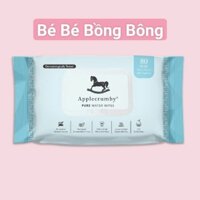 Khăn giấy ướt Nước Tinh Khiết cao cấp 80 miếng Applecrumby Pure Water Wipes, nước tinh khiết