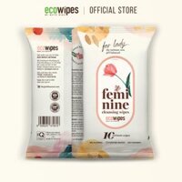 Khăn giấy ướt phụ khoa Ecowipes gói 10 tờ vệ sinh cho phụ nữ hương Daisy size 15x20cm nhỏ gọn dễ bỏ túi - 1 Gói