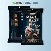 Khăn giấy ướt thể thao cao cấp EcoWipes gói 25 tờ lau mồ hôi làm mát cơ thể khử mùi nhanh chóng cho vận động viên - 1 Gói