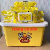 Khăn giấy ướt vịt vàng 10 gói kèm thùng nhựa tiện dụng siêu đáng - Amina - 5 gói không hộp