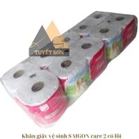 Khăn giấy vệ sinh Sài Gòn care 2 có lõi - khăn giấy cuộn Sài Gòn đa năng hồng có lõi
