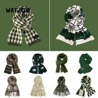 Khăn kẻ sọc mùa đông WAY2TOP, Khăn choàng quấn nữ dày màu xanh lá cây sao Hỏa, Chăn Cashmere giả chống gió mềm mại