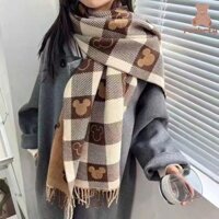 Khăn kẻ sọc RERBRTY, Khăn len Khăn choàng Cashmere Khăn choàng Cashmere, Khăn choàng dài cổ điển Làm dày phong cách Hàn Quốc Khăn ấm áp mùa thu