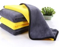 Khăn Lau Đa Năng Microfiber 2 Mặt Vàng - Xám Siêu Thấm Cực Dày Không Đổ Lông Chuyên Dụng Cho Ô Tô Xe Hơi