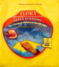 Khăn lau đa năng Microfiber Flora 35x35 3c/ túi 60/1 (35x35cm)
