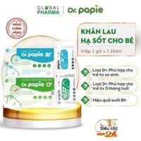 Khăn lau hạ sốt Dr.Papie cho bé - ngăn ngừa co giật, hạ sốt (Hộp 25 khăn)