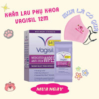 Khăn lau phụ khoa, vệ sinh làm sạch VAGISIL 12 miếng