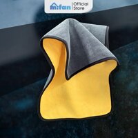 Khăn Lau Xe Hơi Ô Tô Microfiber Cao Cấp Mifan - Mật độ 600 gsm - Siêu Thấm, Không rụng lông, Không phai màu - 30 x 60 cm,VàngXám