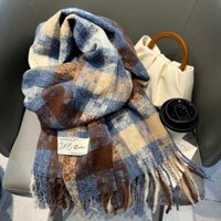 khăn len áo kèm khăn choàng Khăn quàng cổ kẻ sọc cổ điển nữ mùa đông 2024 mẫu mới phong cách Hàn Quốc cao cấp không khí ấm áp cặp đôi học sinh