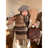 Khăn len dạ choàng cổ nam nữ,khăn quàng kẻ phong thái korea f130 _dolotlinhtu