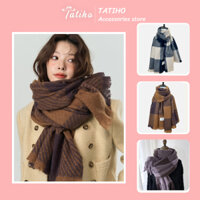 Khăn Len Dệt Kim Unisex, Khăn Choàng Len Họa Tiết Kẻ Sọc Caro Giữ Ấm Thời Trang Mùa Đông -65x180cm- Mã LN109