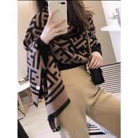 Khăn len hoạ tiết Fen nâu