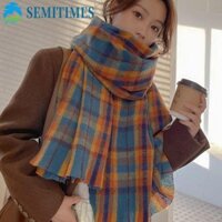 Khăn len kẻ sọc LUNAEDGE, Khăn choàng len Cashmere Khăn quàng cổ Cashmere mùa đông, Khăn quàng cổ sang trọng màu trơn đơn giản Khăn choàng dài phong cách Hàn Quốc cho bé gái