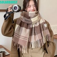 Khăn len kẻ sọc SOLARBURST, Khăn choàng Cashmere mùa đông dày chống gió, thường ngày giữ ấm dài Tessel Pashmina Khăn quàng cổ nam khăn quàng cổ