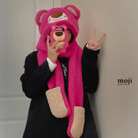 Khăn len kèm mũ và bao tay TS Gấu dâu Lotso có tai