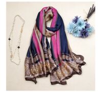 Khăn lụa choàng cổ nữ phối màu hoạ tiết sang trọng KL2