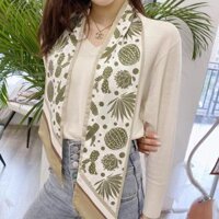 Khăn lụa đa năng quàng cổ và trang trí AKL38 họa tiết sương rồng Chọn mầu - Xanh lá