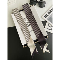 Khăn lụa dài sọc đen trắng cao cấp cho phụ nữ, túi buộc hẹp, trang trí áo sơ mi, ruy băng túi, băng đô cho phụ nữ